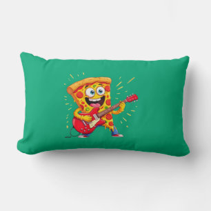 **Rock ’n’ Roll Pizza – Funny Guitar-Playing Slice Lumbar Cushion
