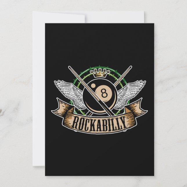 Rock n Roll Pool Billiards 8 Ball Rockabilly Invitation (Front)