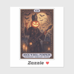 Rock ’N Roll Pumpkin Die-Cut Sticker – Tarot Card