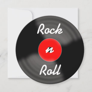 Rock n Roll Retro Birthday Record Invitations