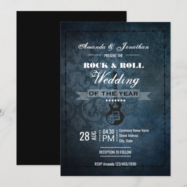 Rock n' Roll Retro Vintage Wedding Invitation (Front/Back)