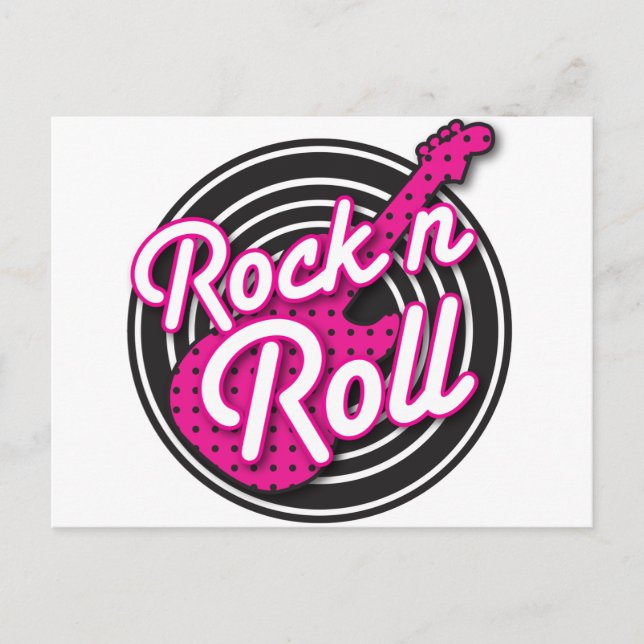 Rock N Roll rockabilly record design Postcard (Front)