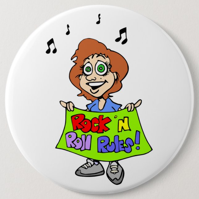 ROCK 'N ROLL RULES 6 CM ROUND BADGE (Front)