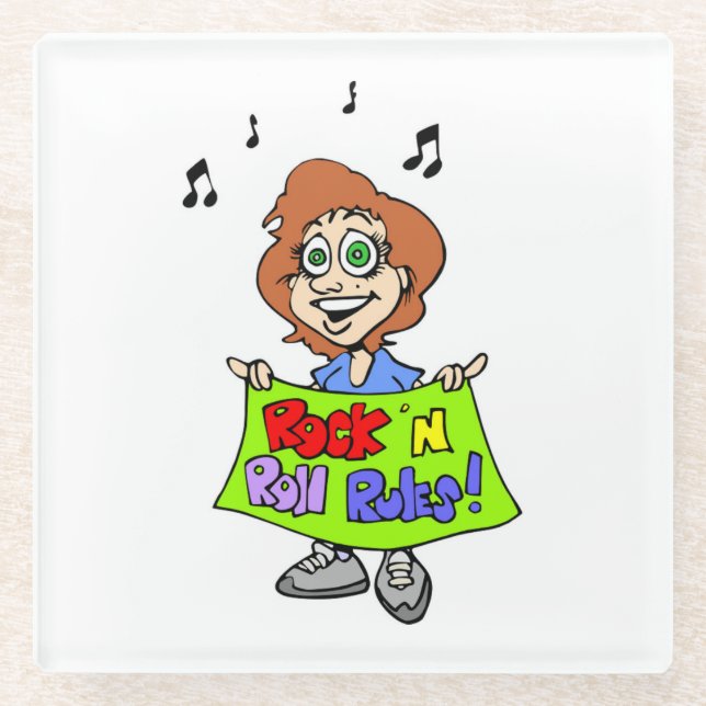 ROCK 'N ROLL RULES GLASS COASTER (Front)