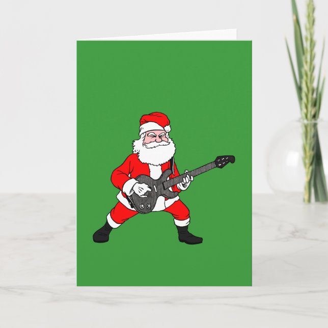 Rock N Roll Santa Claus Holiday Card (Front)