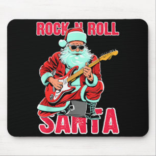 Rock N Roll Santa Playing Guitar Christmas Mouse Pad