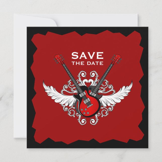 Rock 'n' Roll Save the Date invitation (Front)