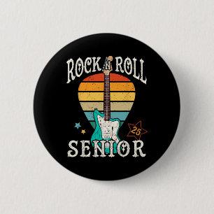 Rock N Roll Senior 25 Vintage Cool Graduate 2025 G 6 Cm Round Badge