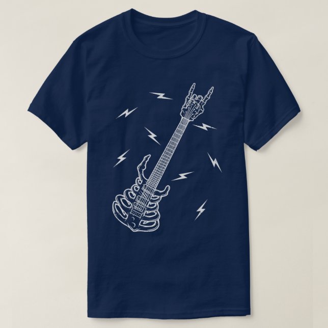 Rock n Roll Skeleton Guitar Music Lover Halloween1 T-Shirt (Design Front)
