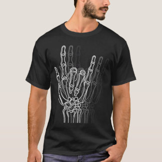 Rock n Roll Skeleton Hand Sign Vintage Rock Lover T-Shirt