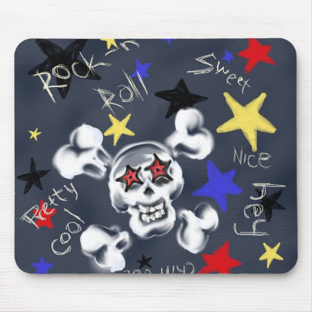 Rock-N-Roll Skull 1980's catch phrase mouse pad (Front)