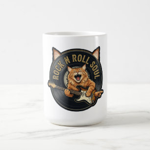 Rock N Roll Soul Vintage Cat Guitarist Coffee Mug
