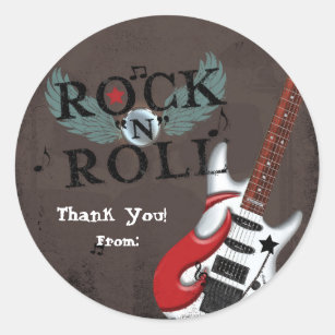 Rock N Roll Star Grunge Birthday Party Favour Classic Round Sticker