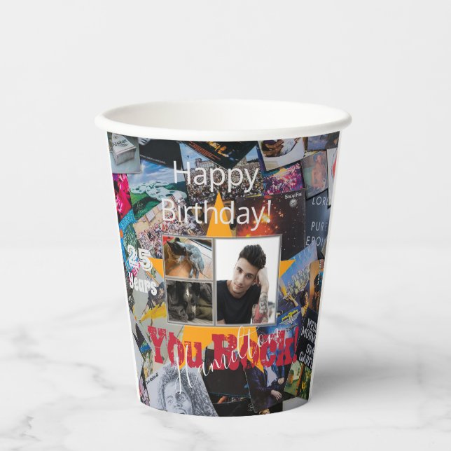 Rock-N-Roll Theme Birthday Paper Cups - HAMbWG (Front)