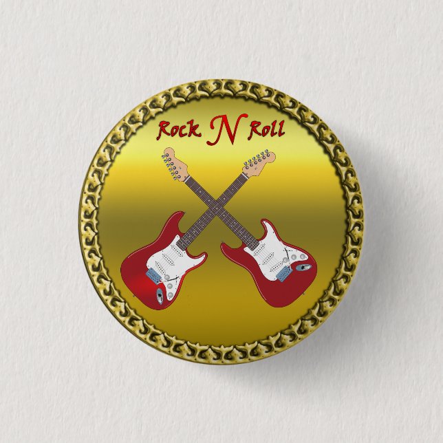 Rock N roll with electric guitars 3 Cm Round Badge (Front)