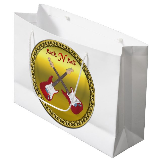 Rock N roll with electric guitars Large Gift Bag (Front Angled)
