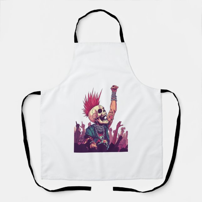 Rock N� Skull � Funny Punk Skeleton Concert Apron (Front)