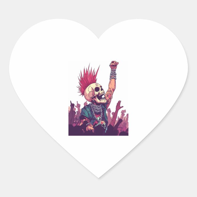 Rock N� Skull � Funny Punk Skeleton Concert Heart Sticker (Front)