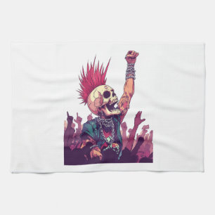Rock N� Skull � Funny Punk Skeleton Concert Tea Towel