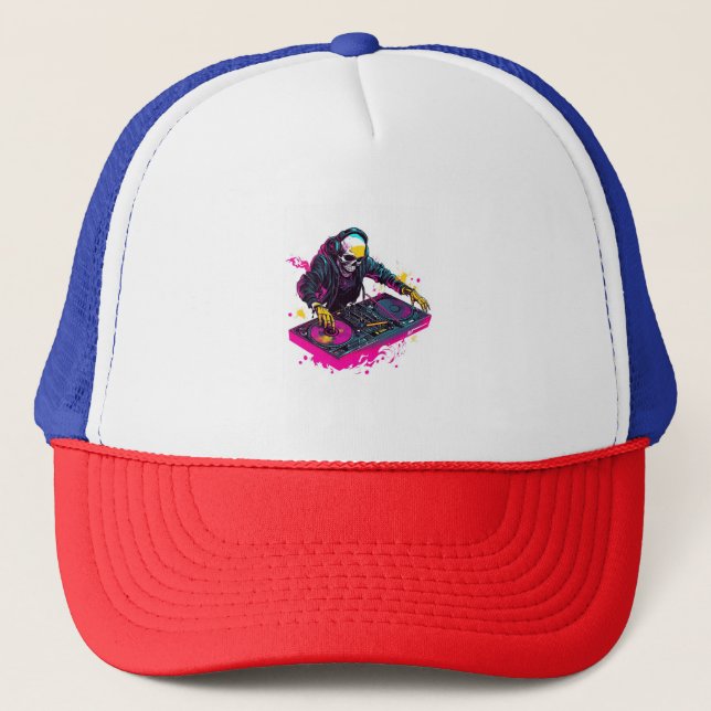 Rock N’ Skull – Funny Punk Skeleton Concert Trucker Hat (Front)
