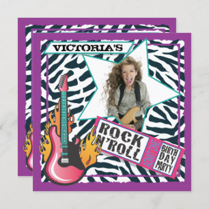 Rock N'Roll Rock Star Birthday Party Invitations