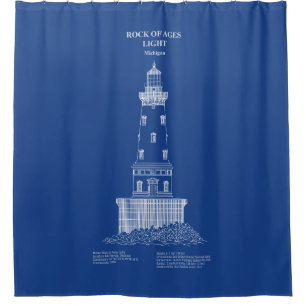 Rock of Ages Lighthouse - Michigan – AD Shower Curtain