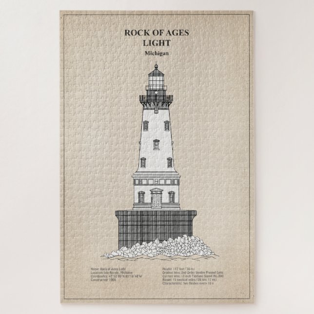 Rock of Ages Lighthouse - Michigan - SBD Jigsaw Puzzle (Vertical)