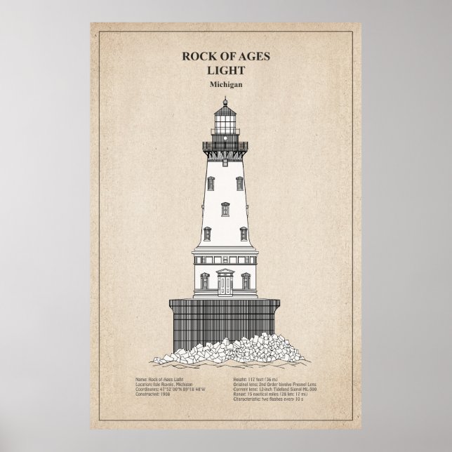 Rock of Ages Lighthouse - Michigan - SBD Poster (Front)