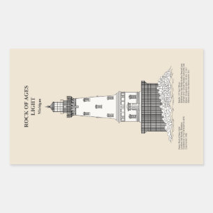 Rock of Ages Lighthouse - Michigan - SBD Rectangular Sticker