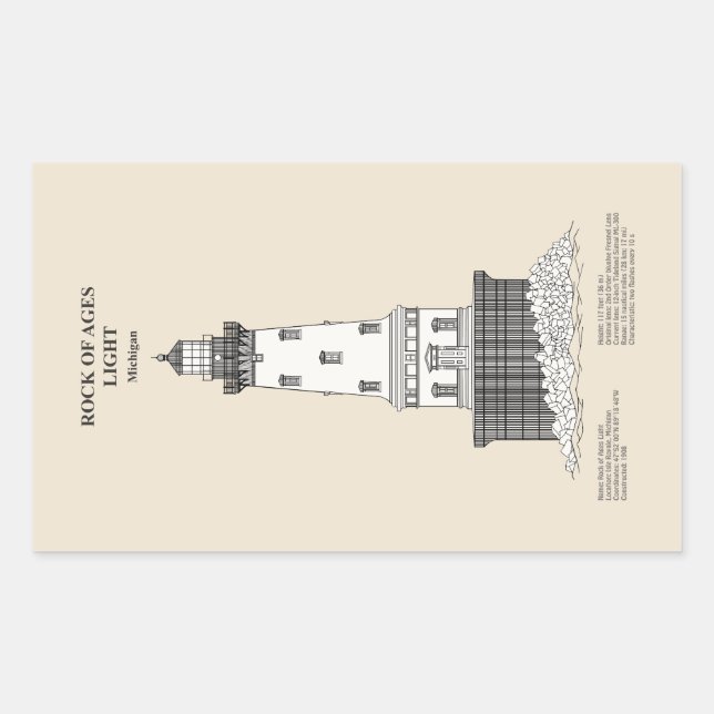 Rock of Ages Lighthouse - Michigan - SBD Rectangular Sticker (Front)