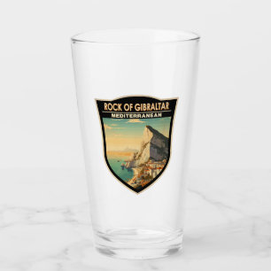 Rock of Gibraltar Travel Art Vintage Glass
