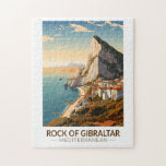 Rock of Gibraltar Travel Art Vintage Jigsaw Puzzle<br><div class="desc">Rock of Gibraltar in a vector art style. The Rock of Gibraltar is a monolithic limestone promontory located in the British territory of Gibraltar,  near the southwestern tip of Europe on the Iberian Peninsula.</div>