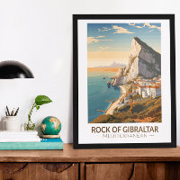 Rock of Gibraltar Travel Art Vintage