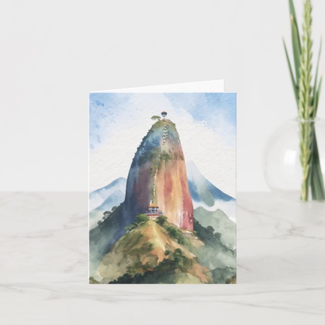 Rock of Guatape El Penon Colombia Watercolor Card (Front)