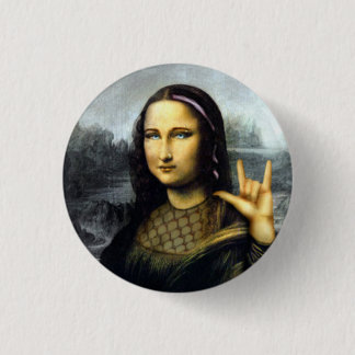 rock on 3 cm round badge
