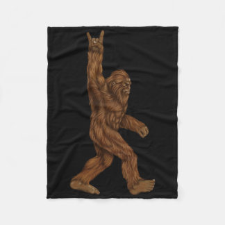 Rock On Bigfoot - Concert Buddy - Hand Drawn Sasqu Fleece Blanket