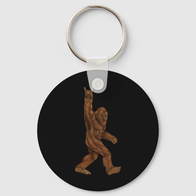 Rock On Bigfoot - Concert Buddy - Hand Drawn Sasqu Key Ring (Front)