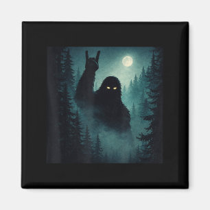 Rock On Bigfoot Sasquatch Cryptid Night Forest Magnet
