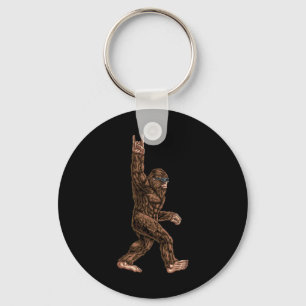 Rock On Bigfoot Sasquatch Loves Rock And Roll Sung Key Ring