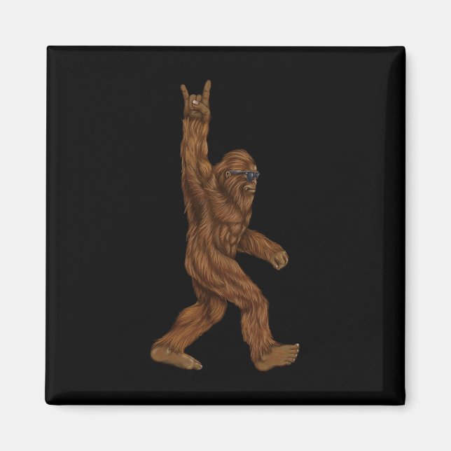 Rock On Bigfoot Sasquatch Loves Rock And Roll Sung Magnet (Front)