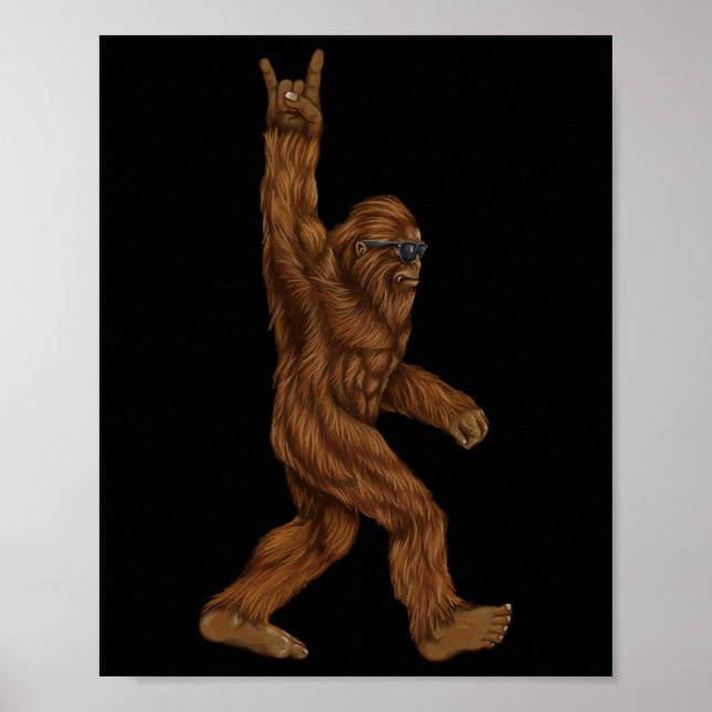 Rock On Bigfoot Sasquatch Loves Rock And Roll Sung Poster (Front)