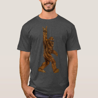 Rock On Bigfoot Sasquatch Loves Rock And Roll Sung T-Shirt