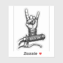 Rock On Biker Decal — Motorcycle Throttle Sticker
