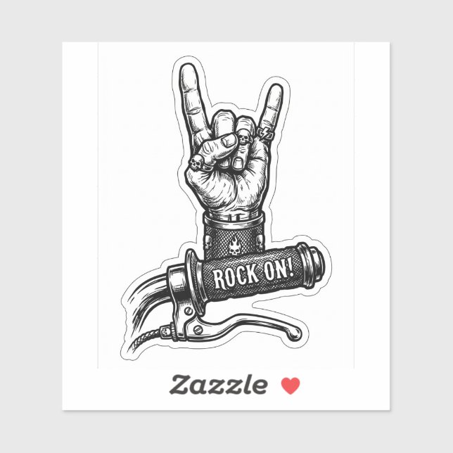Rock On Biker Decal — Motorcycle Throttle Sticker (Sheet)