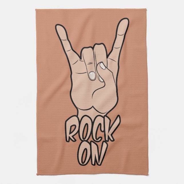 ROCK ON custom colour hand towels (Vertical)