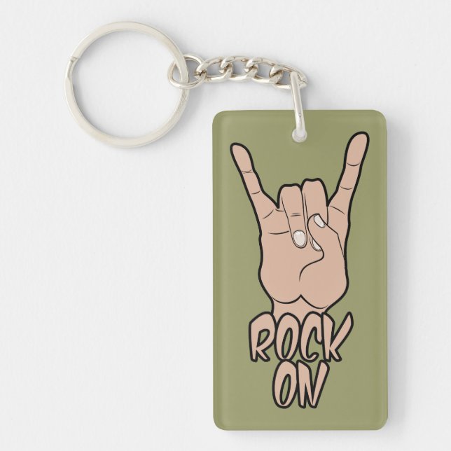 ROCK ON custom colour key chain (Front)