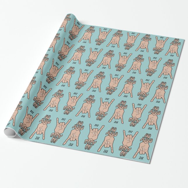 ROCK ON custom colour wrapping paper (Unrolled)