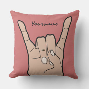 ROCK ON custom name & colour throw pillow