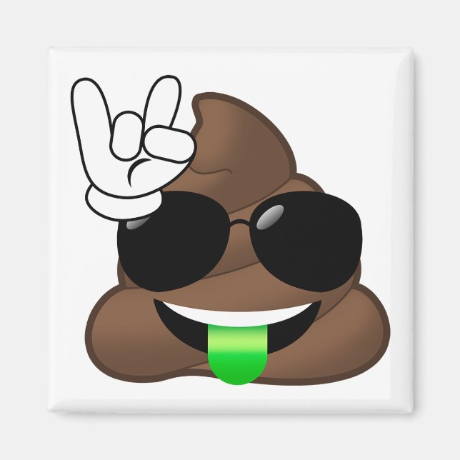 Rock On Emoji Poop Magnet (Front)