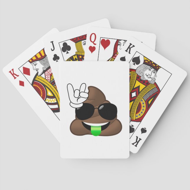 Rock On Emoji Poop Playing Cards (Back)